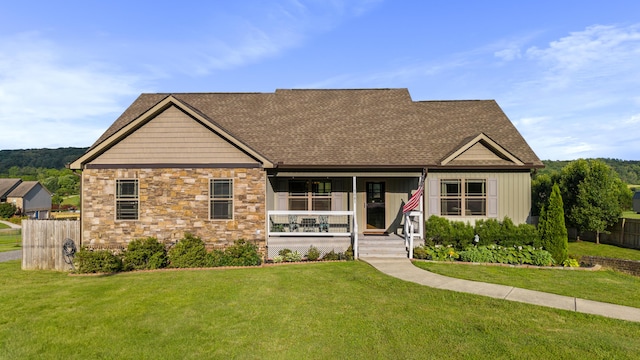 7083 Blue Springs Rd SE, Cleveland, TN 37311 - view of front facade featuring a porch, stone siding, board and batten siding, and roof with shingles