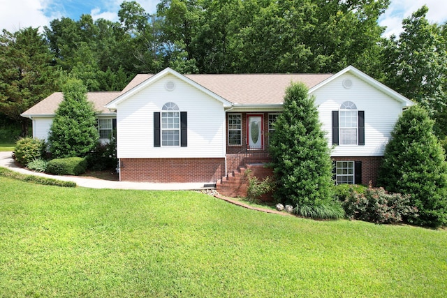 1454 Benjamin Cir NW, Cleveland, TN 37312 - ranch-style home with brick siding, a front lawn, and a shingled roof