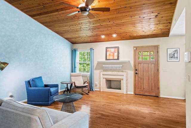 7510 Hewitt Ln, Chattanooga, TN 37421 - living room featuring wooden ceiling, ceiling fan, a fireplace, and wood finished floors