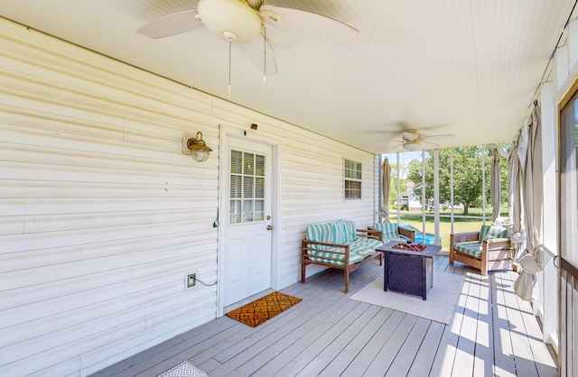 LOT1 Cabrera Dr SE, Cleveland, TN 37323 - wooden terrace with a ceiling fan and an outdoor living space with a fire pit