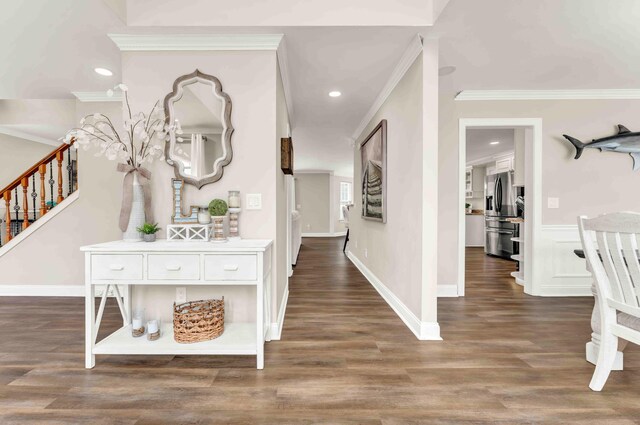 1732 Brookwood Dr NE, Cleveland, TN 37323 - foyer featuring baseboards, recessed lighting, crown molding, and wood finished floors