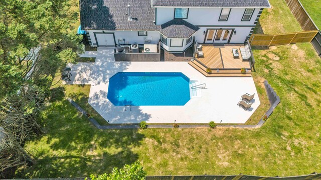 1732 Brookwood Dr NE, Cleveland, TN 37323 - wooden terrace featuring a patio area, a fenced in pool, and a fenced backyard