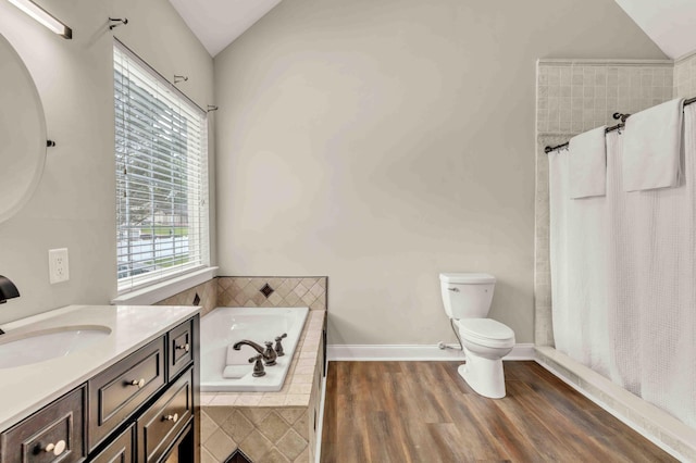 1732 Brookwood Dr NE, Cleveland, TN 37323 - full bath featuring toilet, vaulted ceiling, vanity, and a relaxing tiled tub
