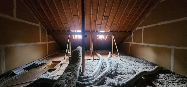 view of unfinished attic
