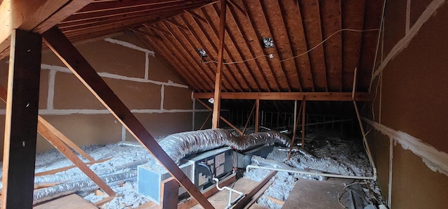 view of unfinished attic