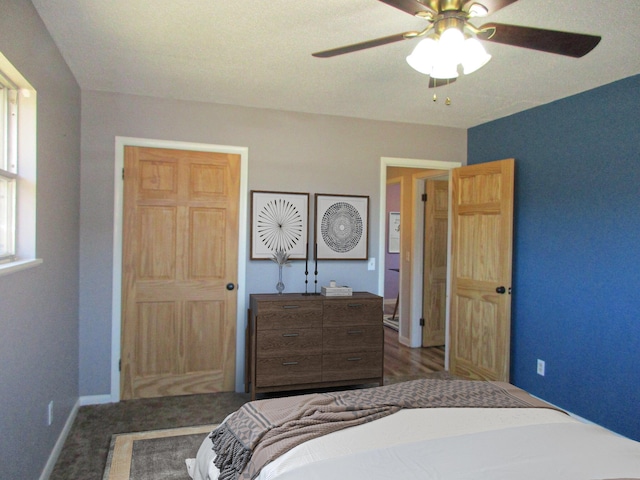 bedroom featuring ceiling fan