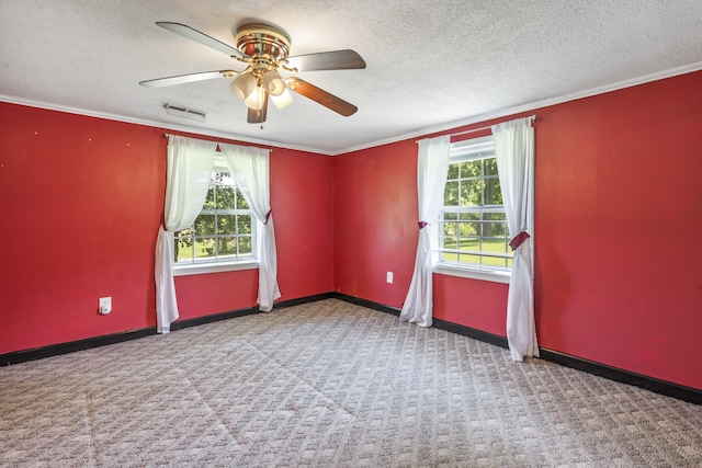 7209 Anthem Trl, Birchwood, TN 37308 - unfurnished room featuring ceiling fan, crown molding, carpet flooring, and a textured ceiling