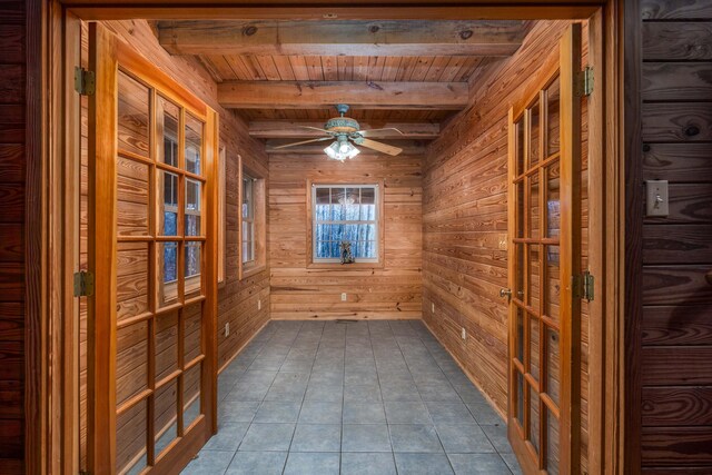 interior space featuring ceiling fan