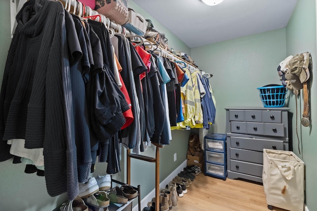 spacious closet featuring wood finished floors