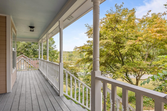 wooden deck with covered porch