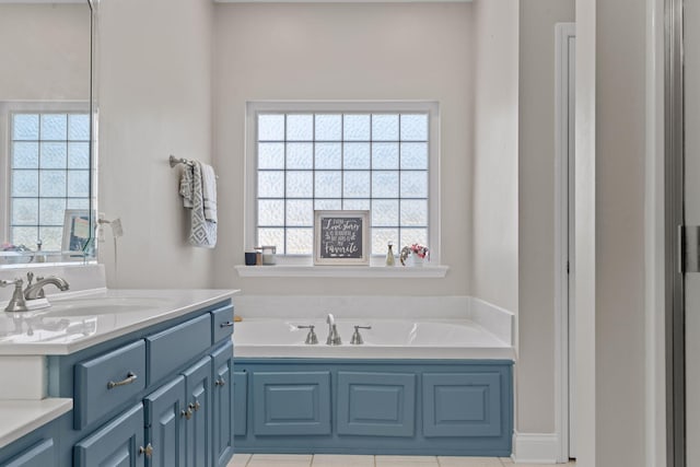 bathroom featuring a bath and vanity