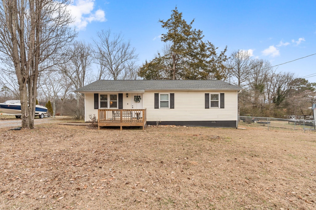 view of front of house with a deck