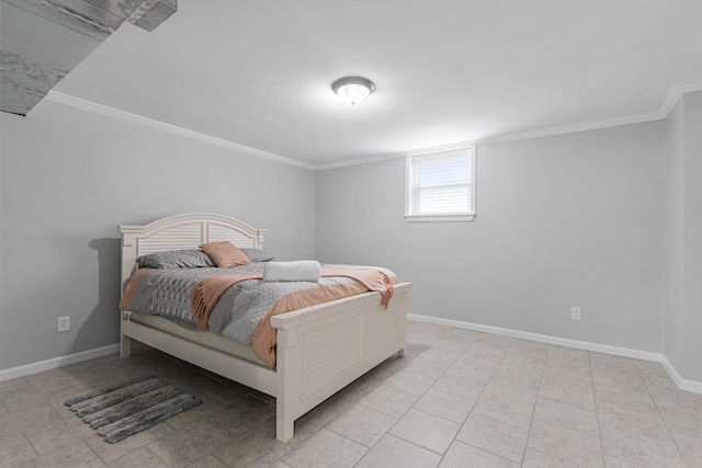 bedroom with crown molding