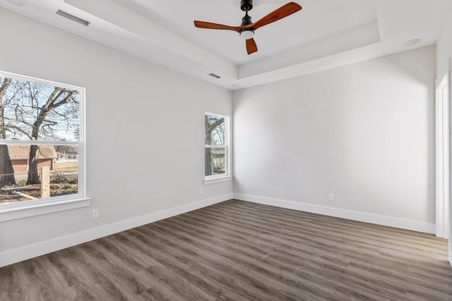 spare room with a healthy amount of sunlight and a raised ceiling