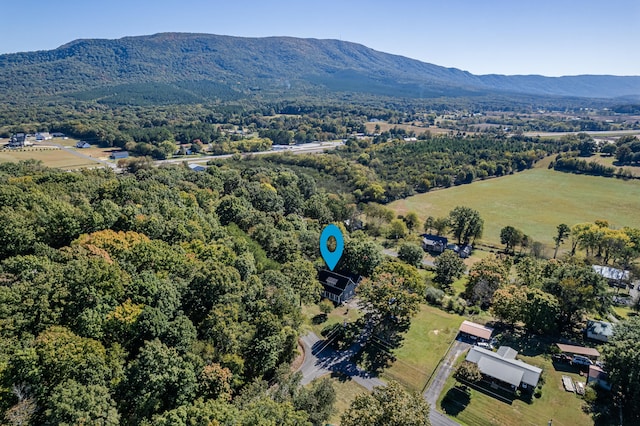 birds eye view of property featuring a mountain view