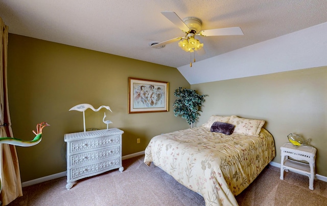 4809 Wind Bluff Cir, Birchwood, TN 37308 - carpeted bedroom featuring lofted ceiling, a ceiling fan, baseboards, and a textured ceiling