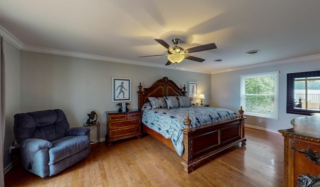 4809 Wind Bluff Cir, Birchwood, TN 37308 - bedroom with visible vents, crown molding, and light wood finished floors