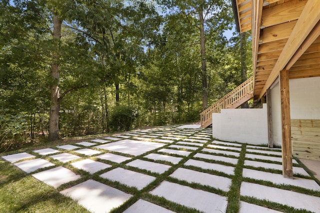 view of yard with stairs