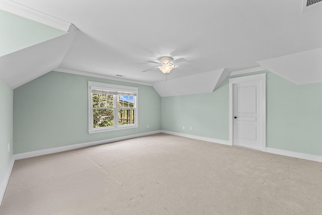 925 Wildcat Run Dr, Loudon, TN 37774 - additional living space featuring baseboards, lofted ceiling, a ceiling fan, and light colored carpet