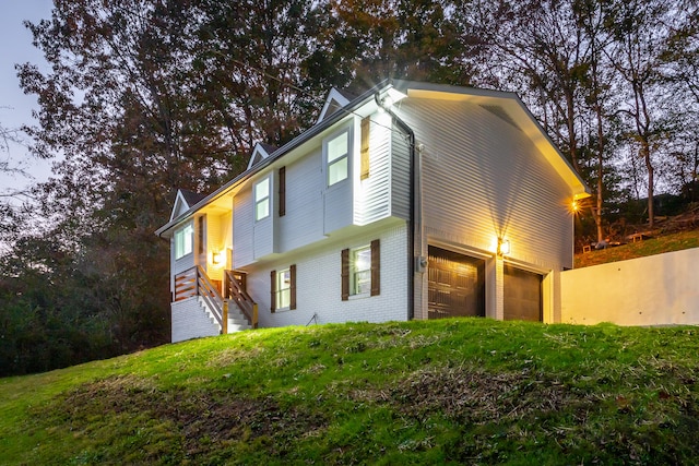 exterior space with a garage