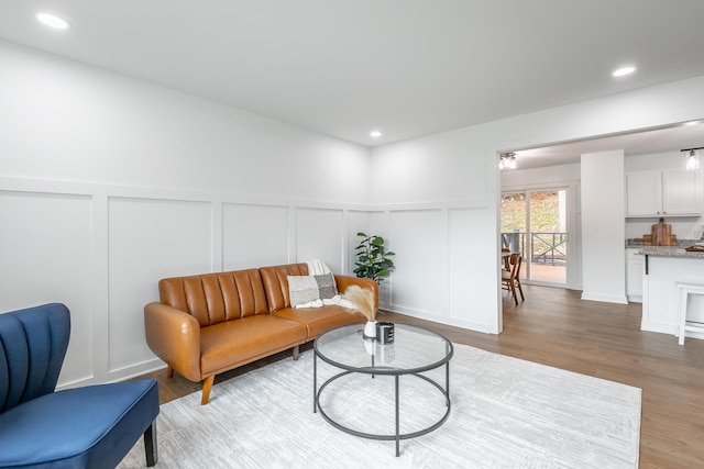 living room featuring light wood-type flooring