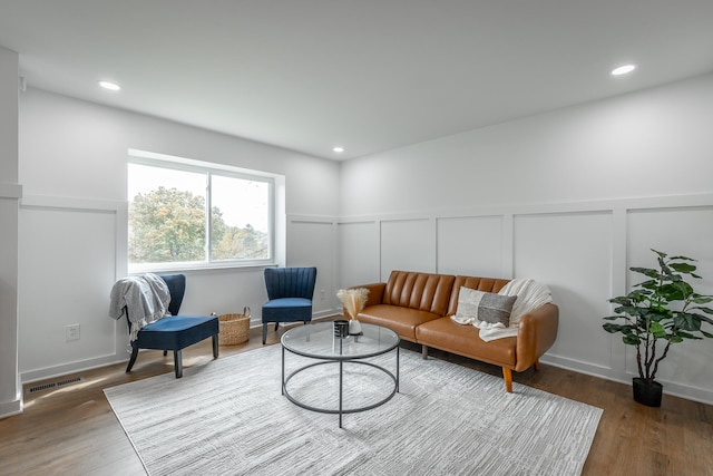 living room with hardwood / wood-style flooring