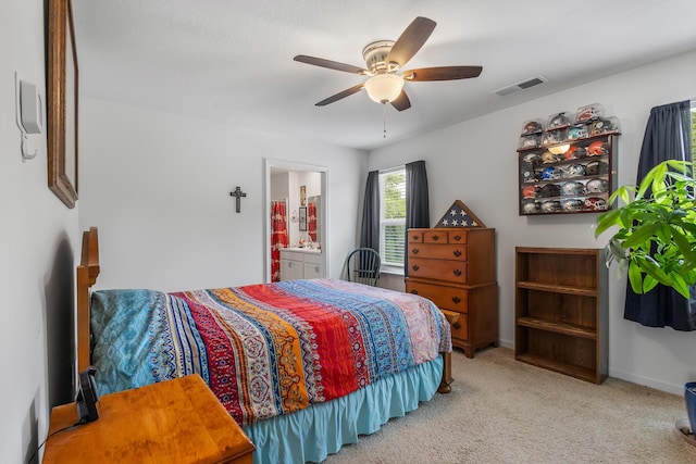115 Belle Way, Athens, TN 37303 - bedroom with carpet floors, a ceiling fan, and connected bathroom