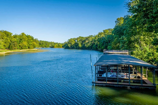 dock area featuring a water view