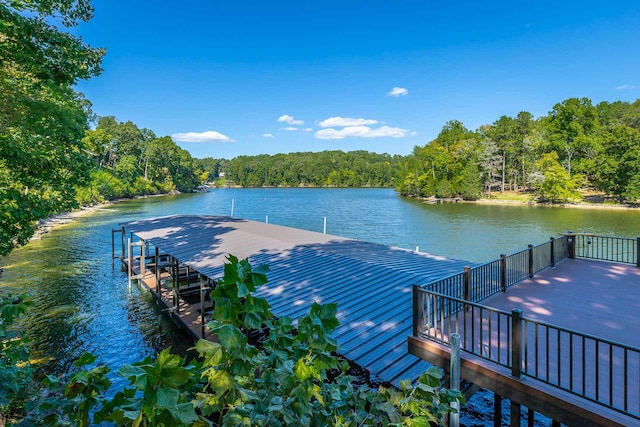 view of dock featuring a water view