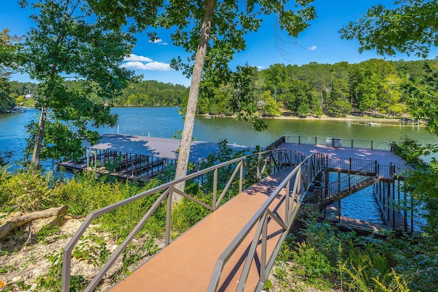 dock area featuring a water view