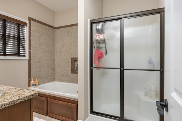 1726 Derby Ln NW, Cleveland, TN 37312 - bathroom with a shower with shower door, a tub with jets, and vanity