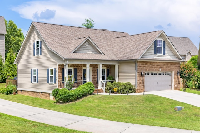 1726 Derby Ln NW, Cleveland, TN 37312 - view of front of property featuring driveway, brick siding, covered porch, roof with shingles, and a front lawn