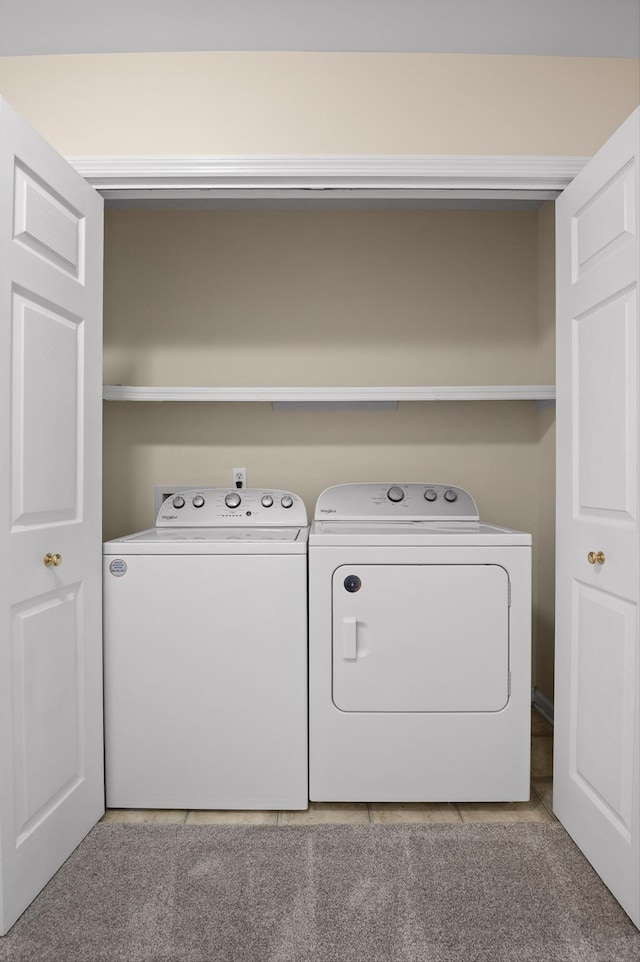 6585 Hickory Trace Cir, Chattanooga, TN 37421 - laundry area featuring tile patterned flooring and washer and clothes dryer