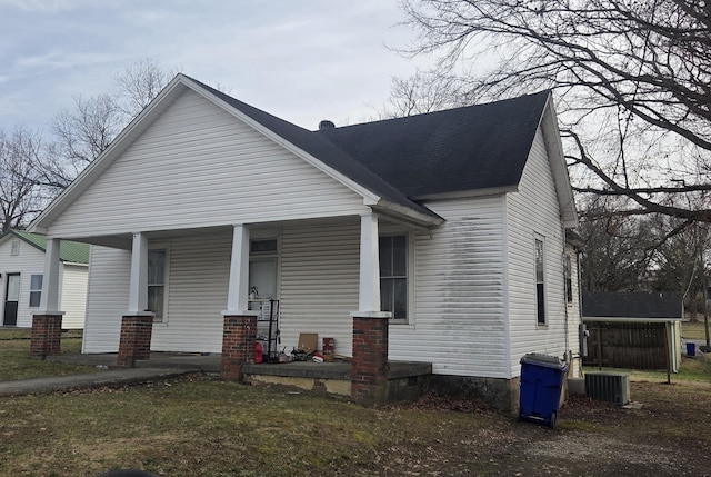 363 15th St NW, Cleveland, TN 37311 - bungalow with a porch, central AC, and roof with shingles