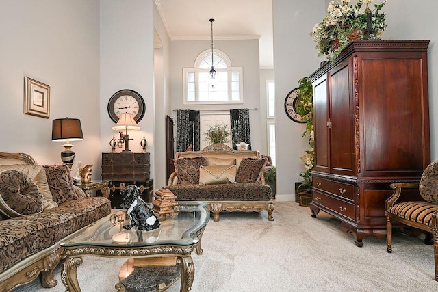 1967 Weston Hills Dr NW, Cleveland, TN 37312 - living room with carpet flooring and crown molding