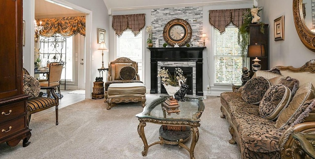 1967 Weston Hills Dr NW, Cleveland, TN 37312 - sitting room with carpet and a fireplace