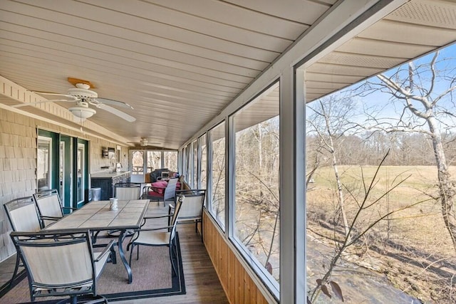 5027 Fanchers Mill Rd, Sparta, TN 38583 - sunroom / solarium featuring ceiling fan and outdoor dining area
