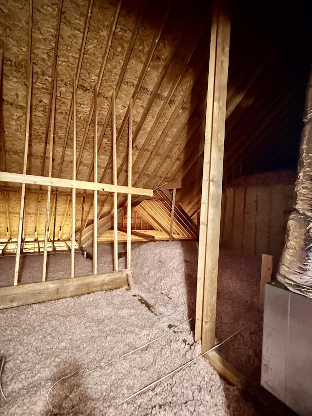 view of unfinished attic