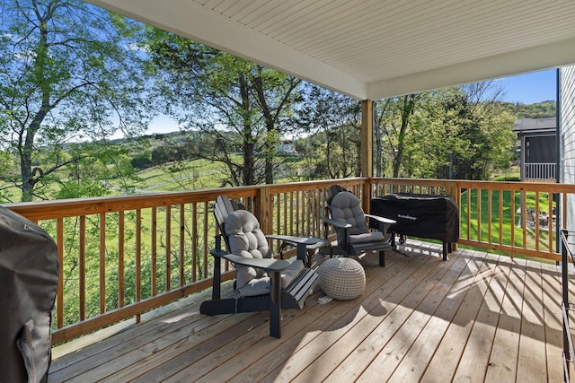 deck featuring area for grilling