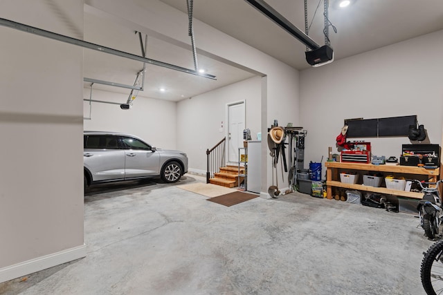 garage with a garage door opener