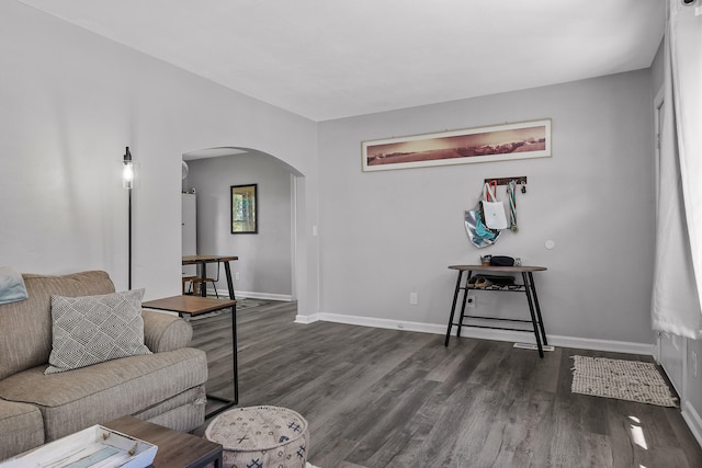 living room featuring dark hardwood / wood-style flooring