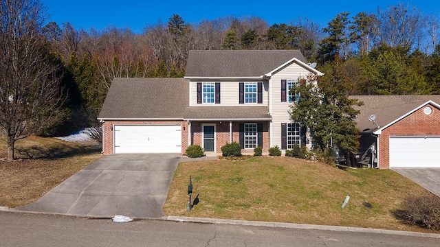 view of front of property with a front lawn