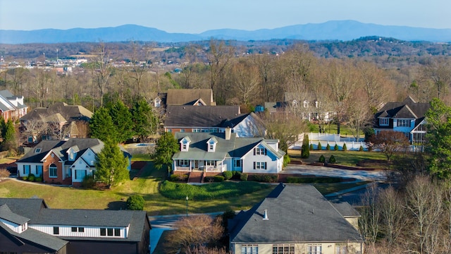 aerial view with a mountain view