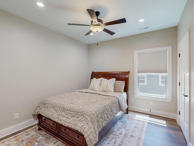 1105 18th St NW, Cleveland, TN 37311 - bedroom featuring baseboards, wood finished floors, recessed lighting, and ceiling fan