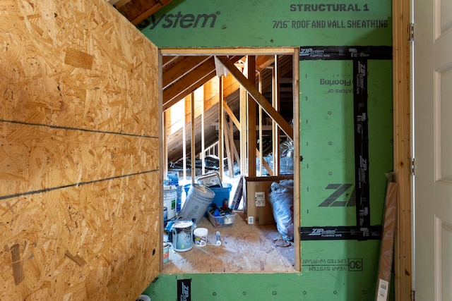 view of unfinished attic