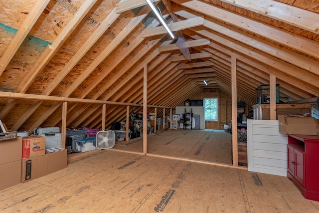 view of unfinished attic