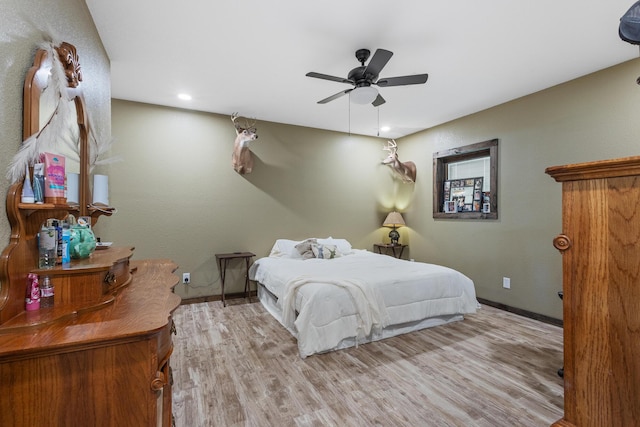250 Creek Rd, Sweetwater, TN 37874 - bedroom with baseboards, wood finished floors, recessed lighting, and a ceiling fan
