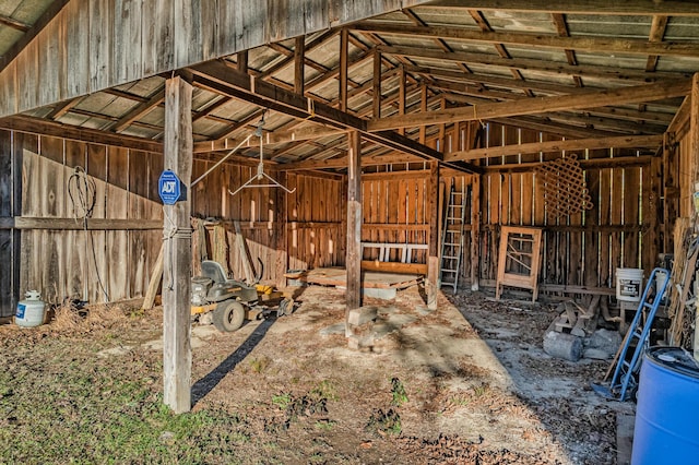 misc room with lofted ceiling