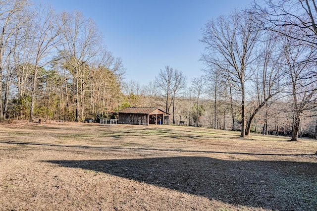 view of yard with an outbuilding