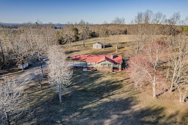 aerial view featuring a rural view